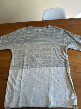 Helmut Lang Two-Tone Heather Gray Short Sleeve Terry Tee